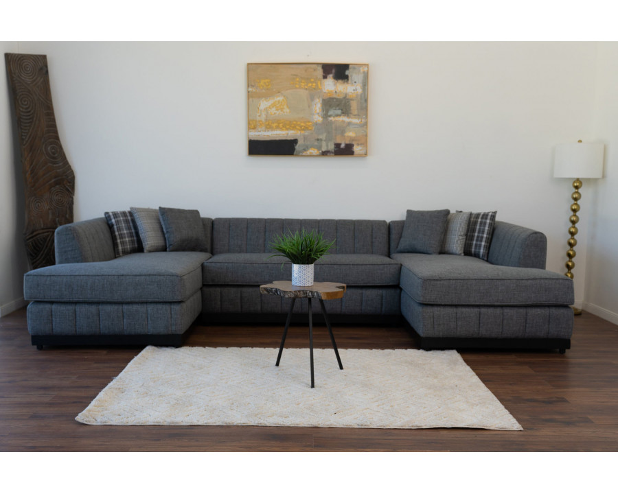 Nova - Grayson Gray Linen Double Chaise Sectional