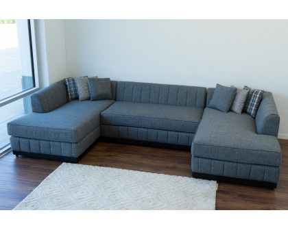 Nova - Grayson Gray Linen Double Chaise Sectional