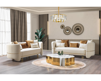 Nova - Helena Ivory Velvet Sofa & Loveseat