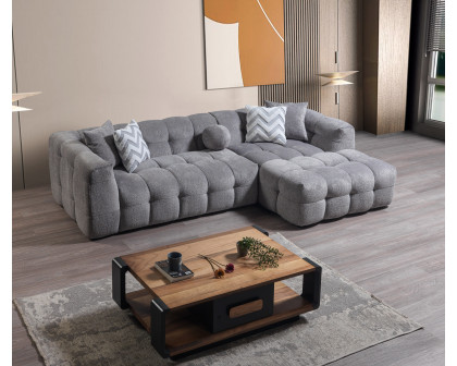 Nova Ivy Gray Boucle RAF 110" Sectional