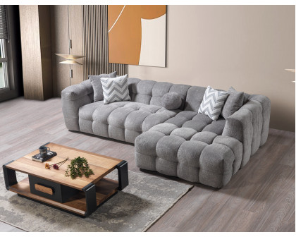 Nova Ivy Gray Boucle RAF 110" Sectional