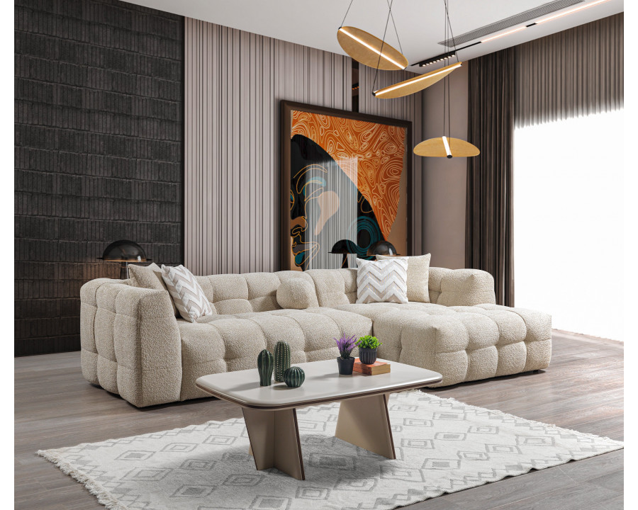 Nova Ivy Sand Boucle RAF 110" Sectional