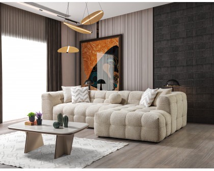 Nova Ivy Sand Boucle RAF 110" Sectional