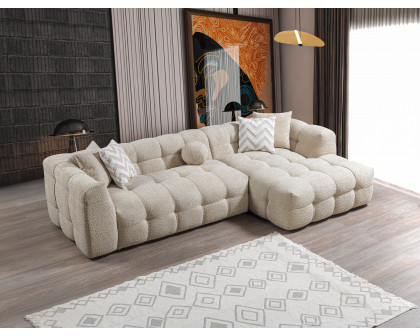 Nova Ivy Sand Boucle RAF 110" Sectional