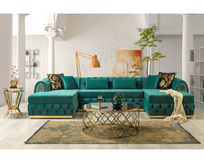 Nova - Jess Velvet Green Double Chaise Sectional