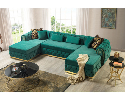 Nova - Jess Velvet Green Double Chaise Sectional