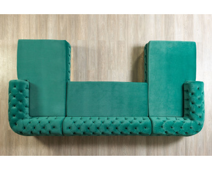 Nova - Jess Velvet Green Double Chaise Sectional