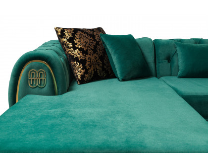 Nova - Jess Velvet Green Double Chaise Sectional