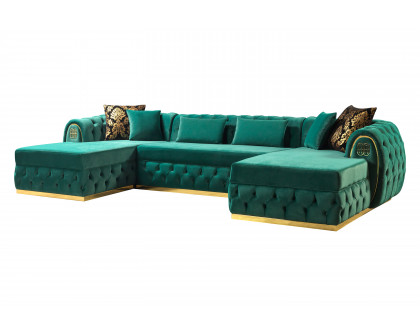 Nova - Jess Velvet Green Double Chaise Sectional