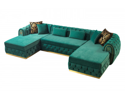 Nova - Jess Velvet Green Double Chaise Sectional