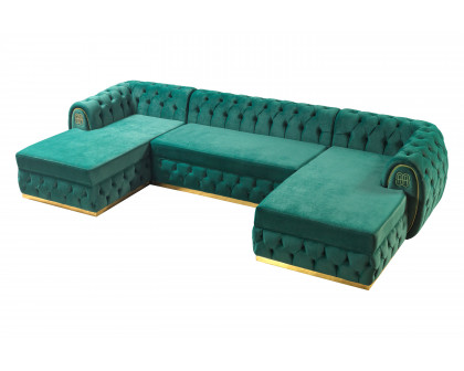 Nova - Jess Velvet Green Double Chaise Sectional