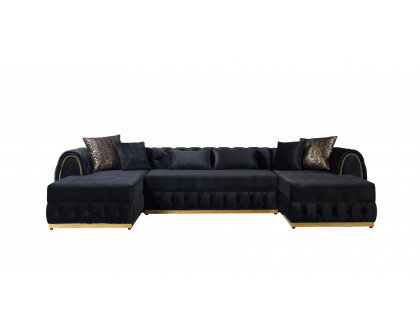 Nova Jessie Black Velvet Double Chaise 138" Sectional