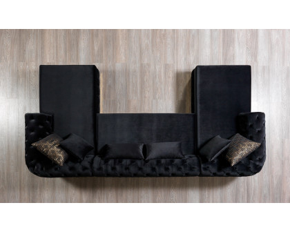 Nova Jessie Black Velvet Double Chaise 138" Sectional