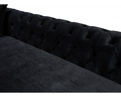 Nova Jessie Black Velvet Double Chaise 138" Sectional