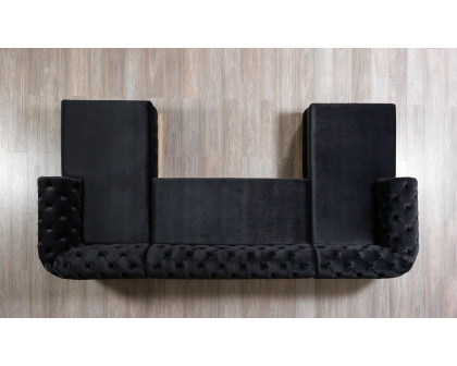 Nova Jessie Black Velvet Double Chaise 138" Sectional