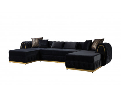 Nova Jessie Black Velvet Double Chaise 138" Sectional