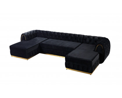 Nova Jessie Black Velvet Double Chaise 138" Sectional