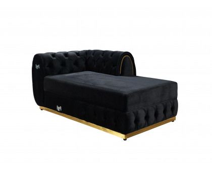 Nova Jessie Black Velvet Double Chaise 138" Sectional