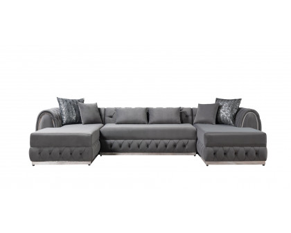 Nova Jessie Gray Velvet Double Chaise 138" Sectional