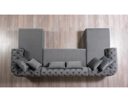 Nova Jessie Gray Velvet Double Chaise 138" Sectional