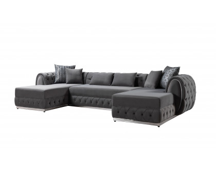 Nova Jessie Gray Velvet Double Chaise 138" Sectional