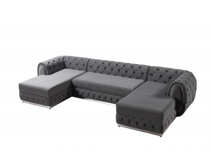 Nova Jessie Gray Velvet Double Chaise 138" Sectional