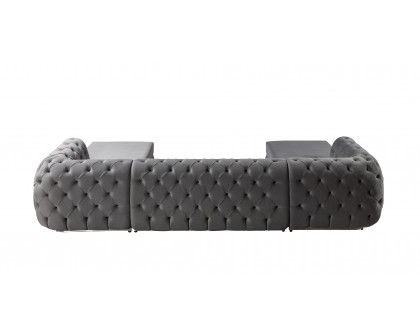 Nova Jessie Gray Velvet Double Chaise 138" Sectional