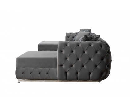 Nova Jessie Gray Velvet Double Chaise 138" Sectional