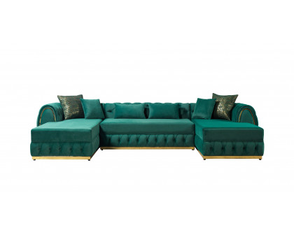 Nova Jessie Green Velvet Double Chaise 138" Sectional