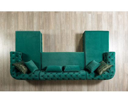 Nova Jessie Green Velvet Double Chaise 138" Sectional