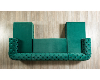 Nova Jessie Green Velvet Double Chaise 138" Sectional