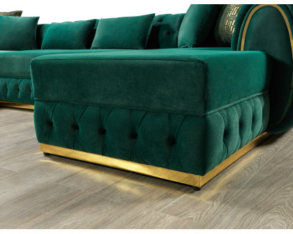 Nova Jessie Green Velvet Double Chaise 138" Sectional