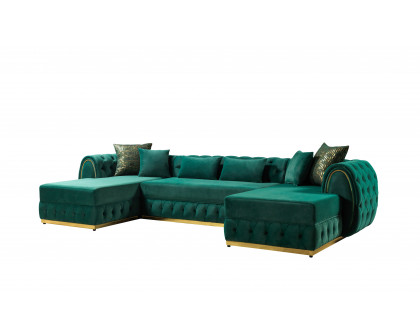 Nova Jessie Green Velvet Double Chaise 138" Sectional