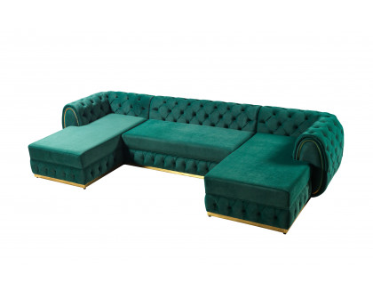 Nova Jessie Green Velvet Double Chaise 138" Sectional