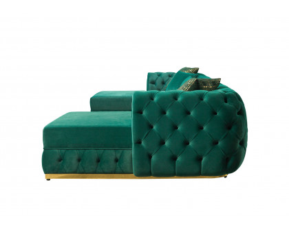 Nova Jessie Green Velvet Double Chaise 138" Sectional