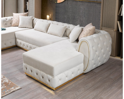 Nova Jessie Ivory Velvet Double Chaise 138" Sectional