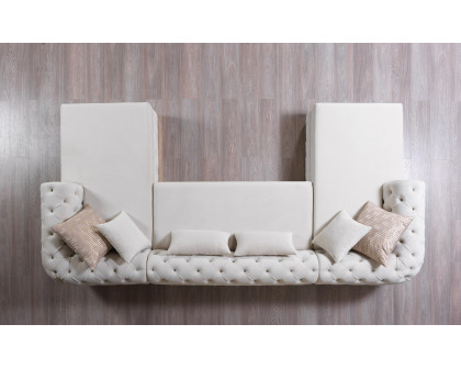 Nova Jessie Ivory Velvet Double Chaise 138" Sectional