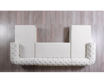 Nova Jessie Ivory Velvet Double Chaise 138" Sectional