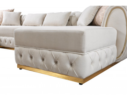 Nova Jessie Ivory Velvet Double Chaise 138" Sectional