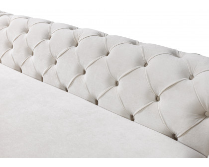 Nova Jessie Ivory Velvet Double Chaise 138" Sectional