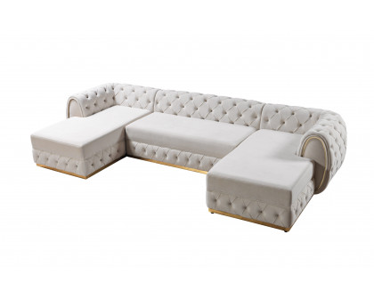 Nova Jessie Ivory Velvet Double Chaise 138" Sectional