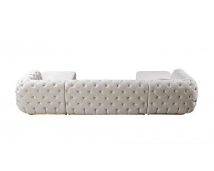 Nova Jessie Ivory Velvet Double Chaise 138" Sectional