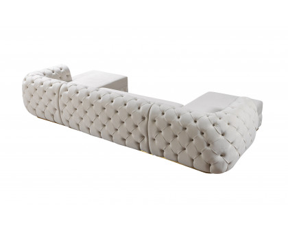 Nova Jessie Ivory Velvet Double Chaise 138" Sectional