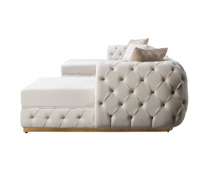 Nova Jessie Ivory Velvet Double Chaise 138" Sectional