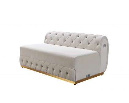 Nova Jessie Ivory Velvet Double Chaise 138" Sectional