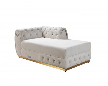 Nova Jessie Ivory Velvet Double Chaise 138" Sectional