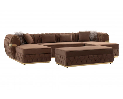 Nova - Jester Mocha Velvet Rectangle Ottoman