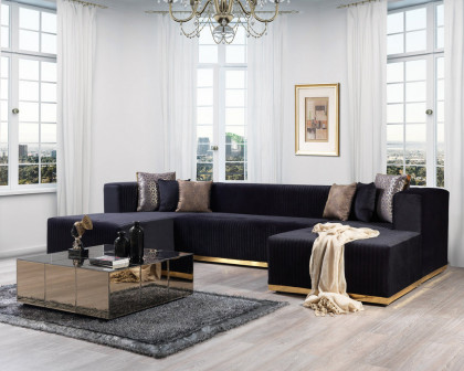 Nova Juliana Velvet 4-Piece Sectional - Black