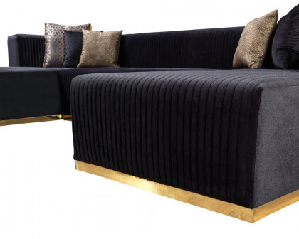 Nova Juliana Velvet 4-Piece Sectional - Black