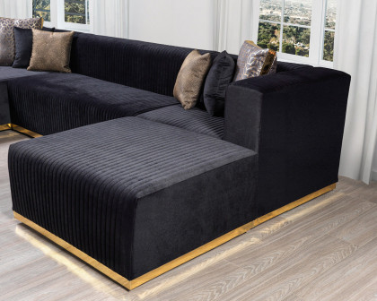 Nova Juliana Velvet 4-Piece Sectional - Black